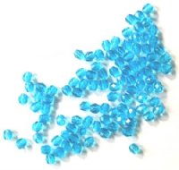 100 4mm Faceted Aqua Czech Beads